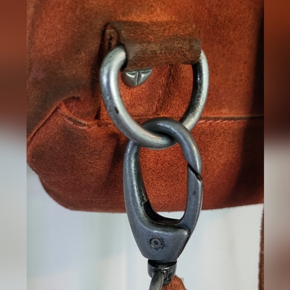 We The Free Convertible Orange Suede Backpack Crossbody Boho Bag - Picture 6 of 14